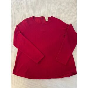 Chicos Sweater Womens Rayon Red Zip Back Long Sleeve Pullover Long Sleeve Small